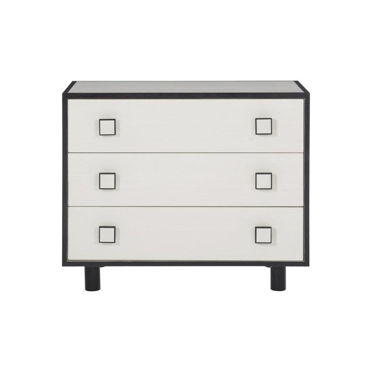 Silhouette Transitional 3-Drawer Black and White Nightstand