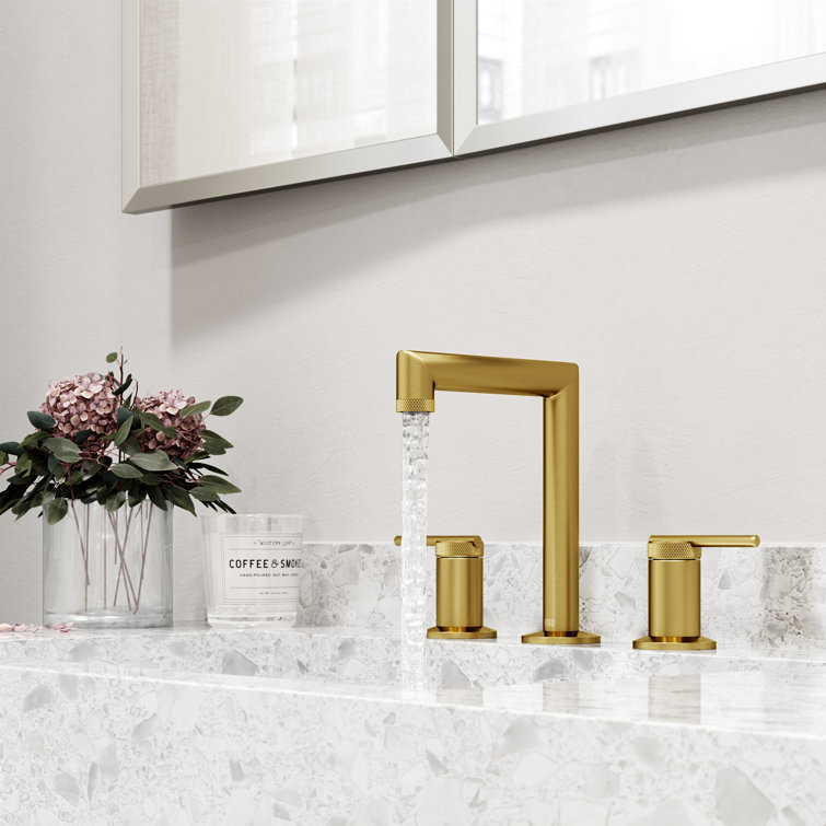 Sterling Chrome Widespread Bathroom Faucet with Knurled Handles
