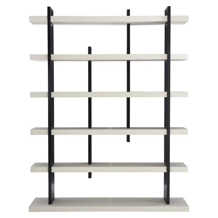 Silhouette Transitional Black and White Etagere Bookcase with Adjustable Shelves
