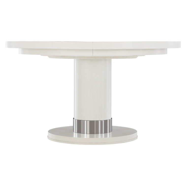 Eggshell White & Chrome 54" Round Extendable Dining Table