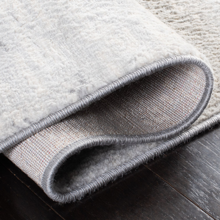 Brentwood Ivory and Gray 8' x 10' Synthetic Rectangular Area Rug