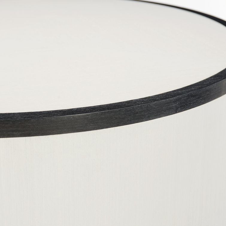 White and Black Round Wood Accent Table