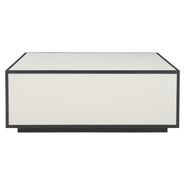 White and Black Square Wood Coffee Table with Storage