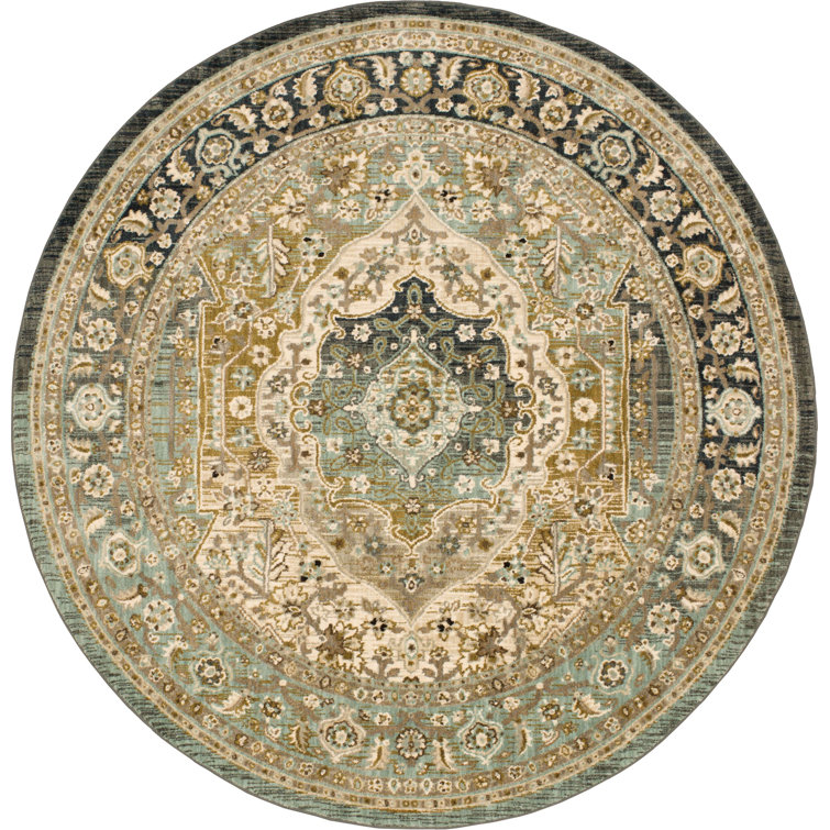 Nore Jadeite Round Medallion Synthetic Area Rug