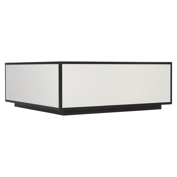 White and Black Square Wood Coffee Table with Storage