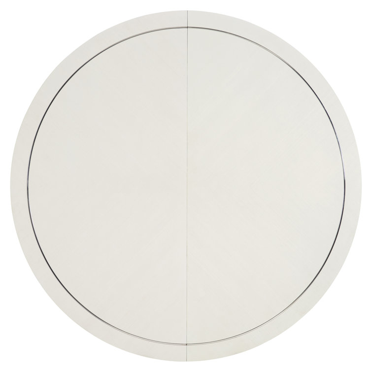 Eggshell White & Chrome 54" Round Extendable Dining Table