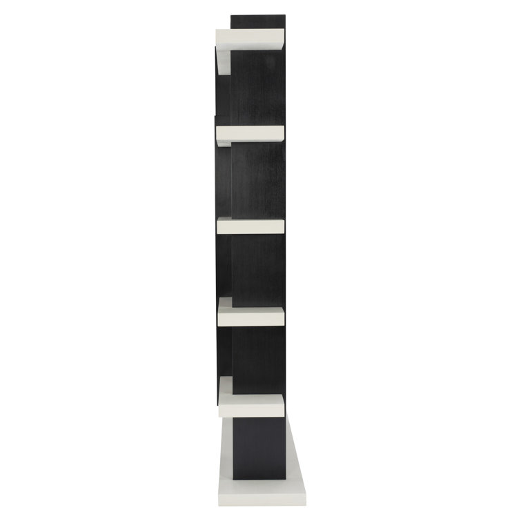 Silhouette Transitional Black and White Etagere Bookcase with Adjustable Shelves