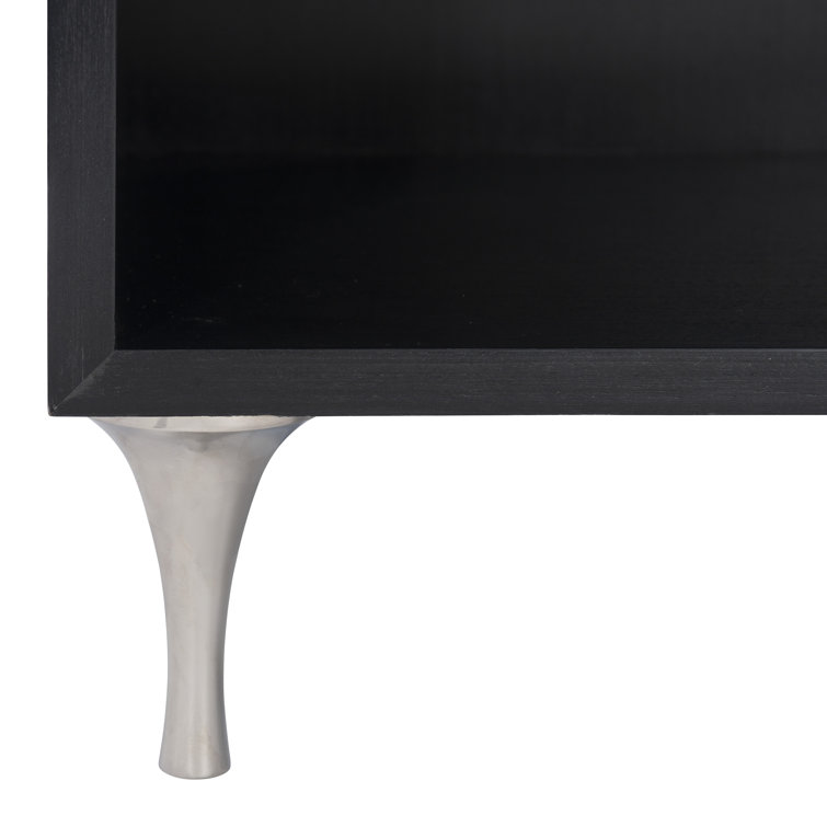 Elegant Transitional 2-Drawer Nightstand in Black and White