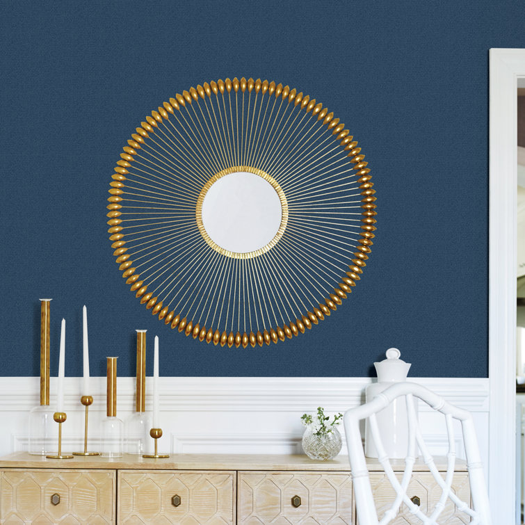 Navy Geometric Plaster-Like Textured Wallpaper
