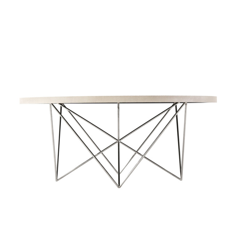 Scandinavian Cream Round Metal Coffee Table with Hairpin Legs
