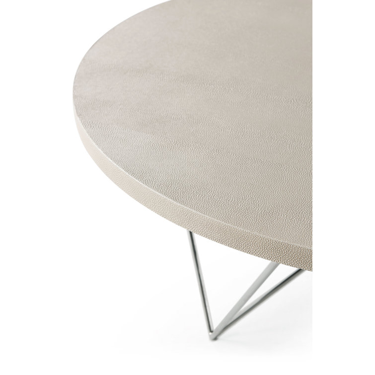 Scandinavian Cream Round Metal Coffee Table with Hairpin Legs