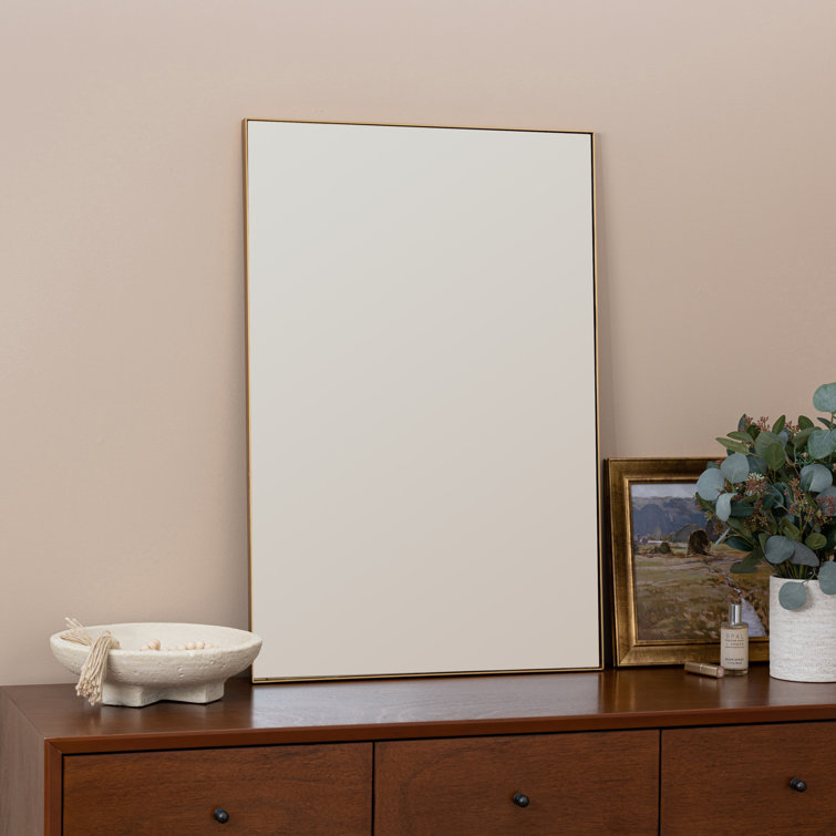 Elegant Gold Metal Framed Rectangular Wall Mirror 36''x24''