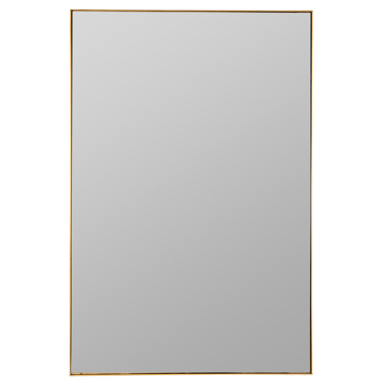 Elegant Gold Metal Framed Rectangular Wall Mirror 36''x24''