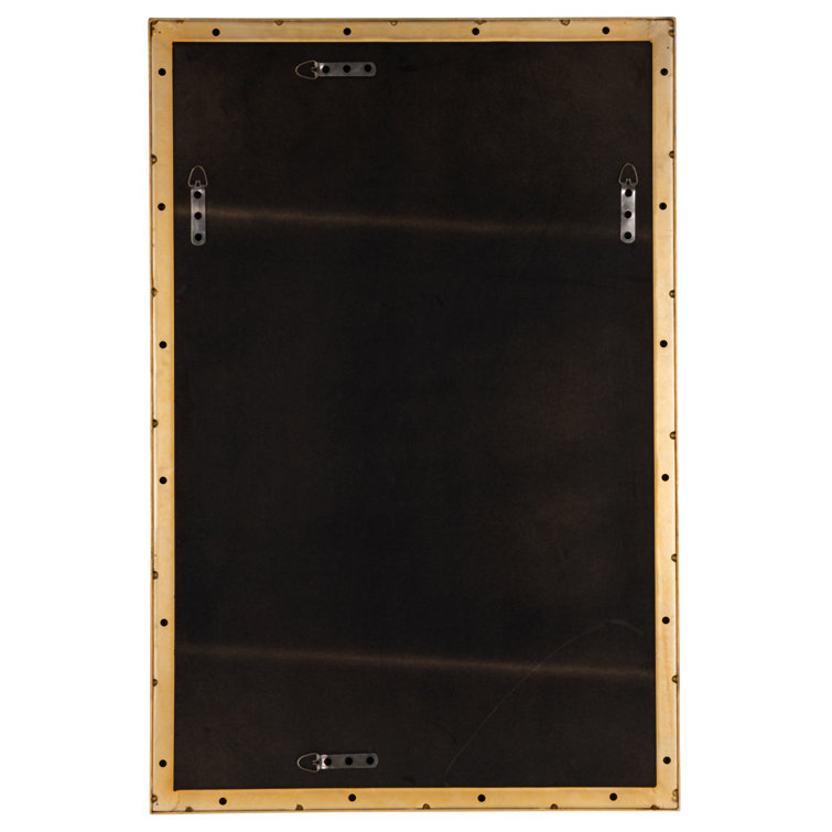 Elegant Gold Metal Framed Rectangular Wall Mirror 36''x24''