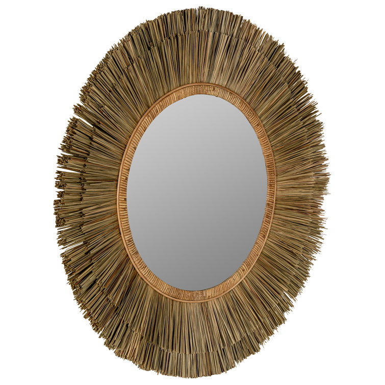 Addison 35'' Round Coastal-Inspired Seagrass Dresser Mirror