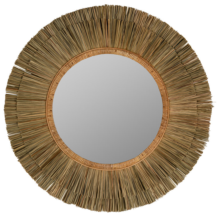 Addison 35'' Round Coastal-Inspired Seagrass Dresser Mirror