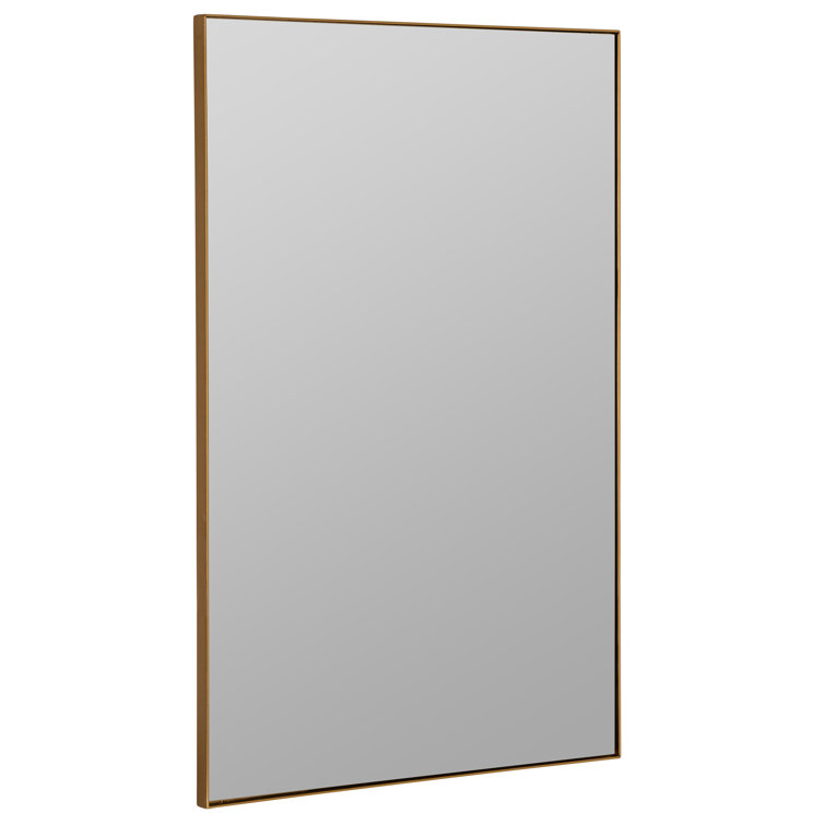 Elegant Gold Metal Framed Rectangular Wall Mirror 36''x24''