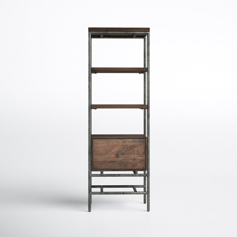 Sedona Transitional 3-Tier Adjustable Wood Bookcase in Brown