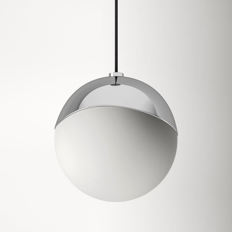 Polished Nickel Frosted Glass Globe Pendant Light
