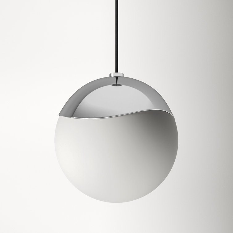 Polished Nickel Frosted Glass Globe Pendant Light