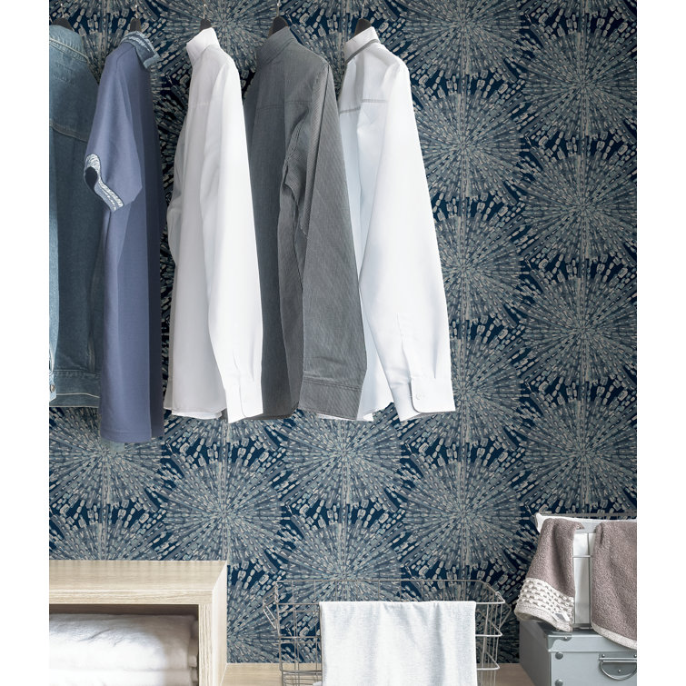 Navy Sunburst Peel & Stick Geometric Wallpaper Roll