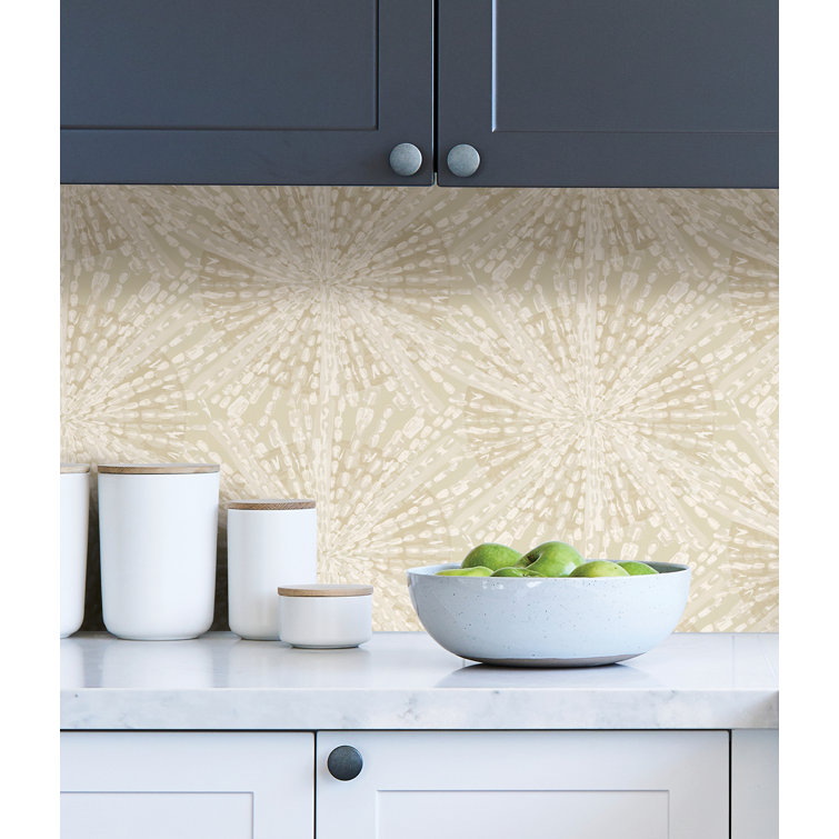 Soft Gold Sunburst Self-Adhesive Vinyl Peel and Stick Wallpaper Roll