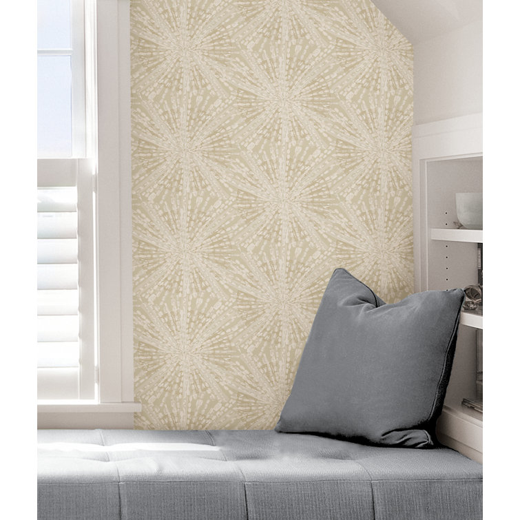 Soft Gold Sunburst Self-Adhesive Vinyl Peel and Stick Wallpaper Roll