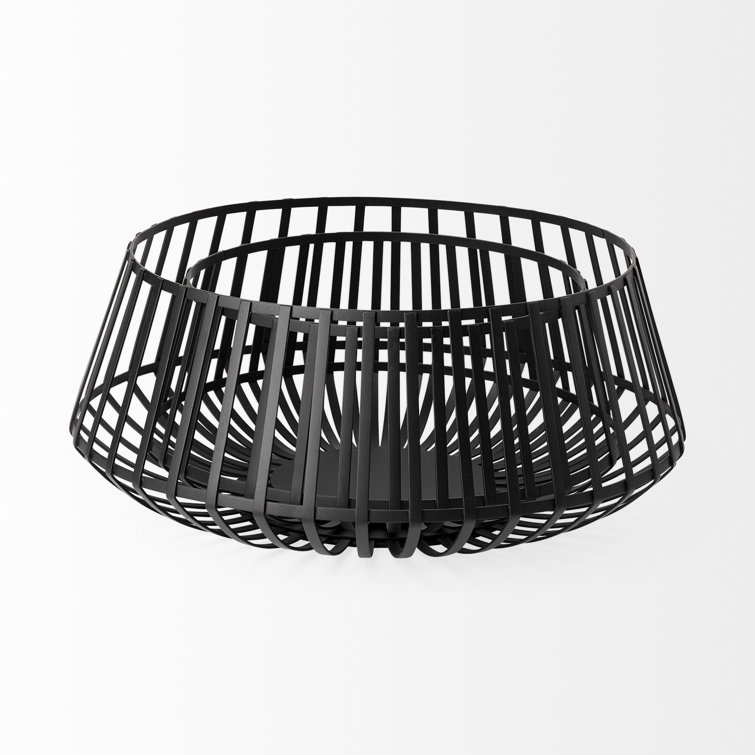 Matte Black Metal Wire Decorative Bowls - Set of 2