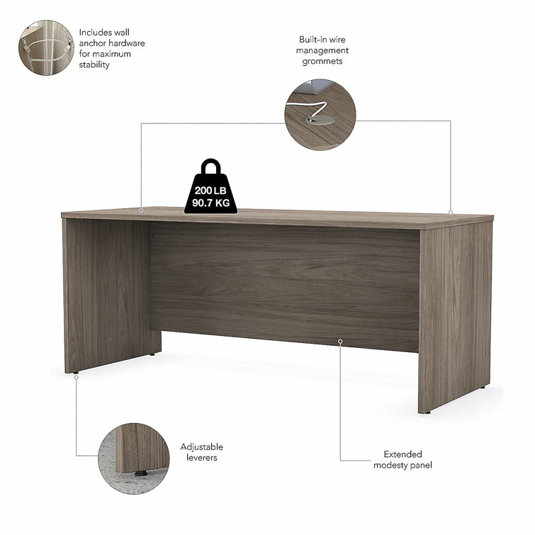 Modern Hickory 72'' Wide Office Desk with Modesty Panel