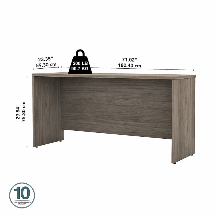 Modern Hickory 72'' Wide Office Desk with Modesty Panel