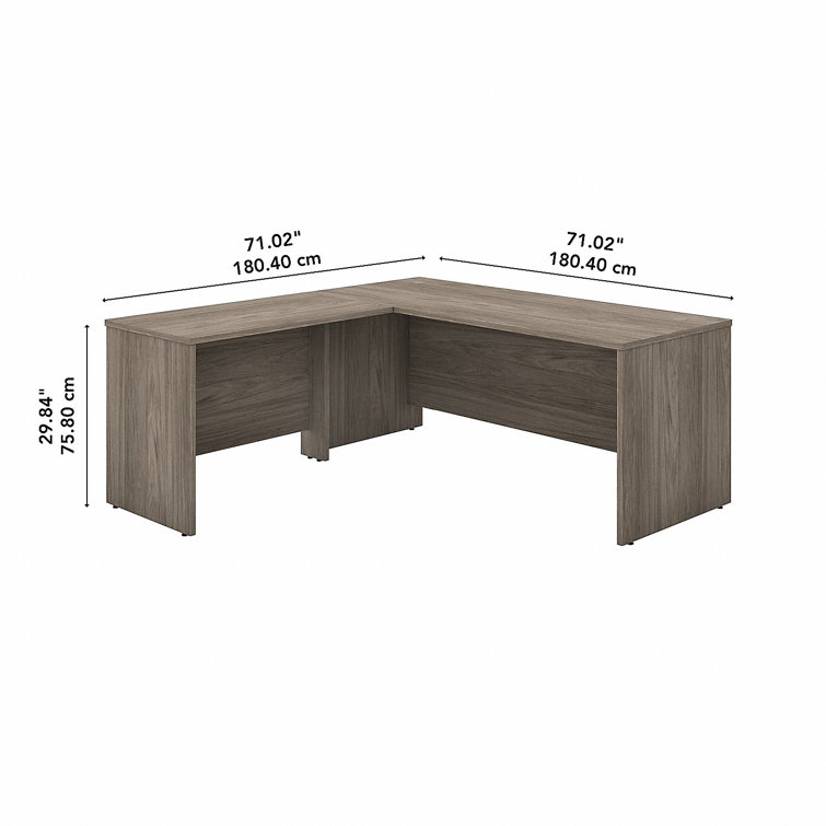 Modern Hickory L-Shaped Corner Desk with Filing Cabinet