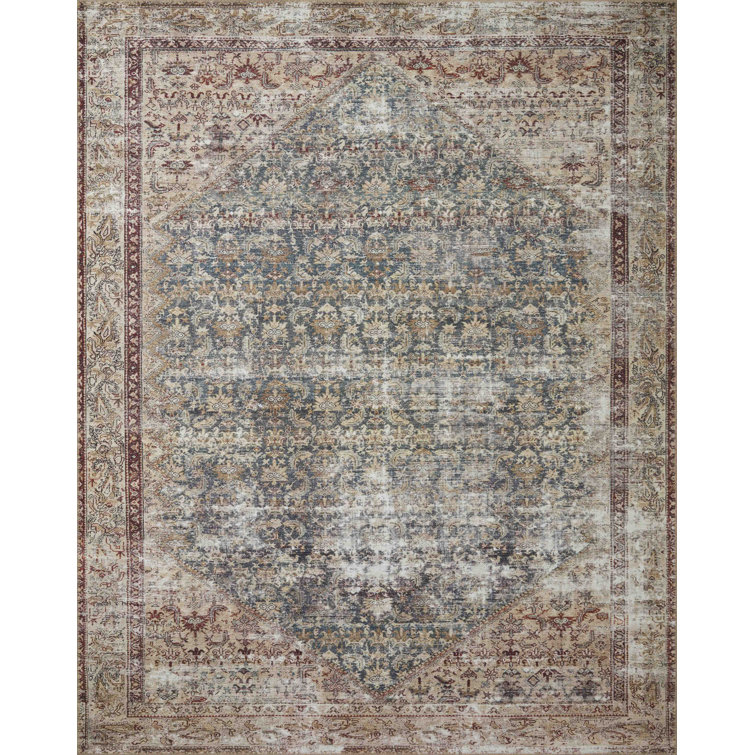 Luxurious Teal Antique-Style Synthetic Rectangular Rug