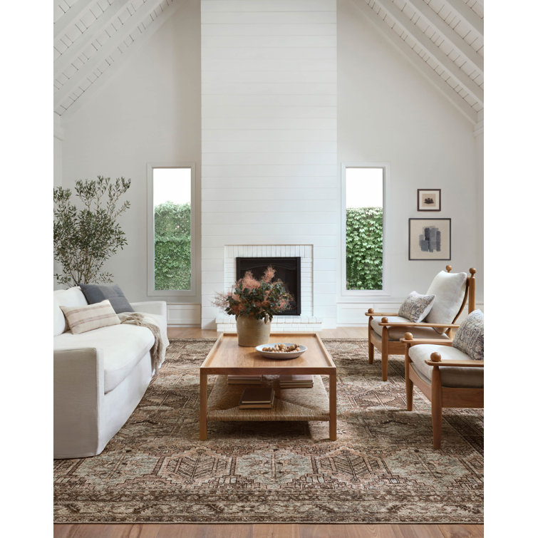 Billie Light Blue and Brown Synthetic Rectangular Rug