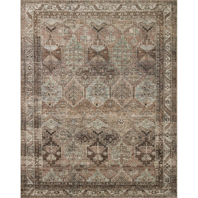Billie Light Blue and Brown Synthetic Rectangular Rug