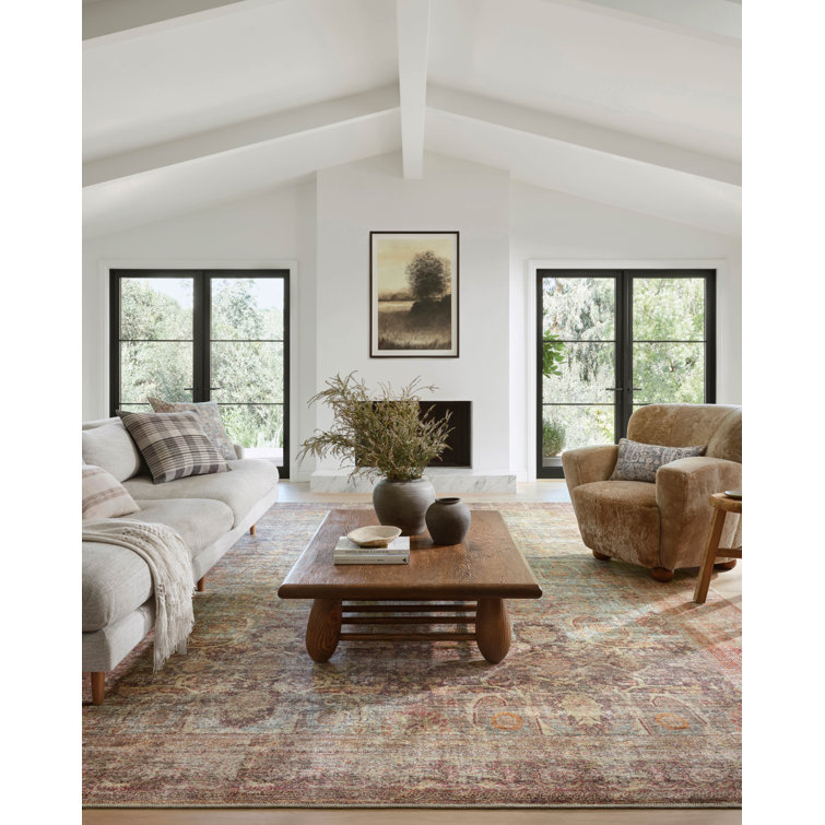 Ivory and Jade Rectangular Synthetic Area Rug