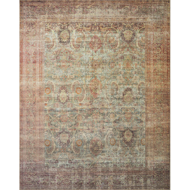 Ivory and Multicolor Synthetic 10' x 14' Rectangular Area Rug
