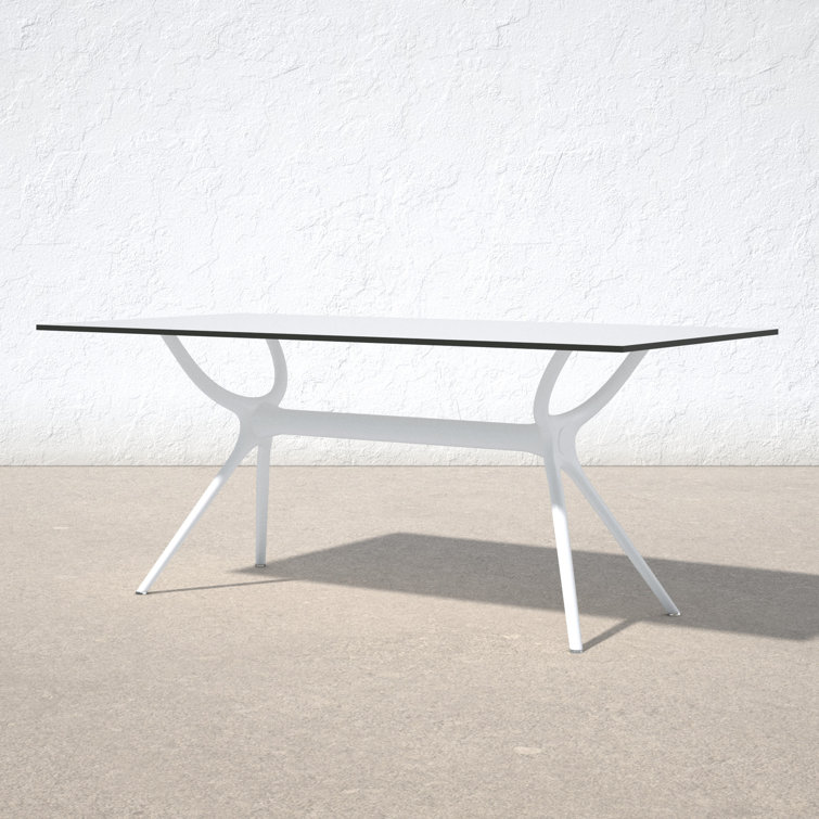 Farrah White Rectangular Plastic Outdoor Dining Table