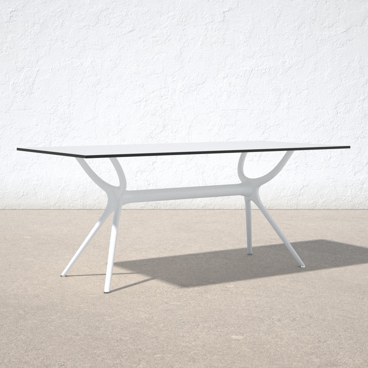Farrah White Rectangular Plastic Outdoor Dining Table