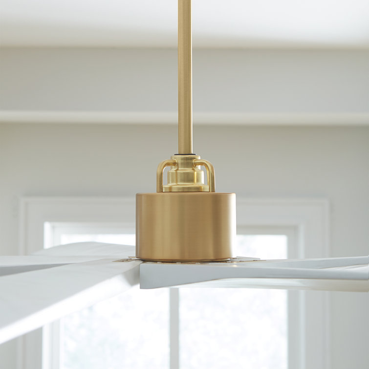 Aspen 70" Burnished Brass and Matte White 5-Blade Ceiling Fan with Remote