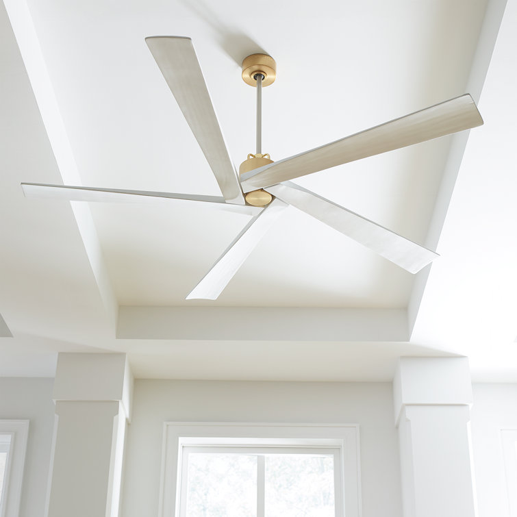 Aspen 70" Burnished Brass and Matte White 5-Blade Ceiling Fan with Remote