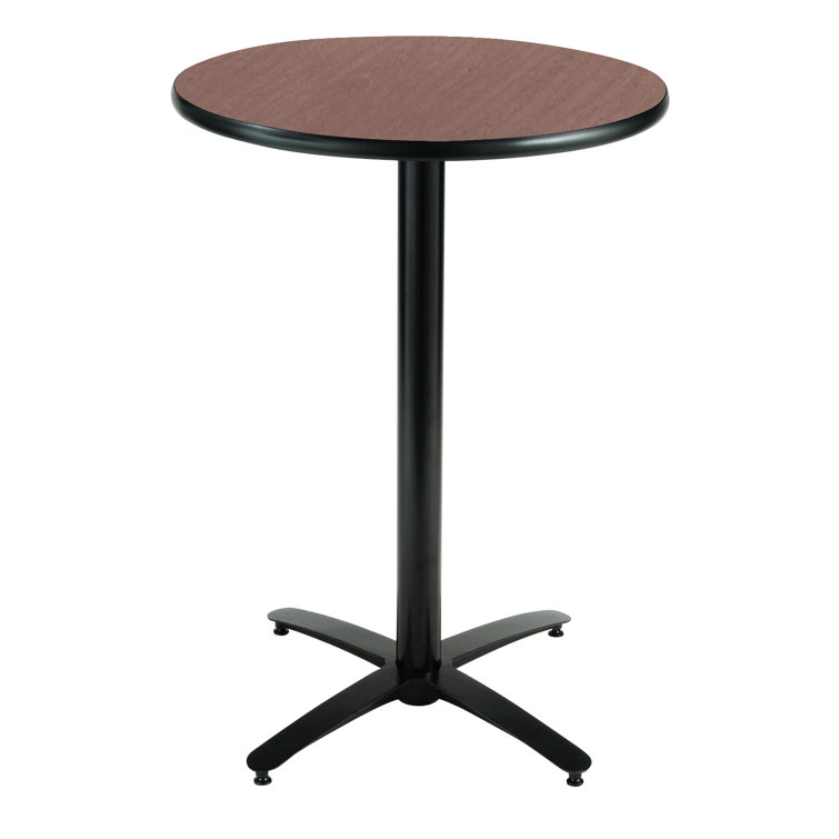 Round Mahogany and Black Pedestal Dining Table