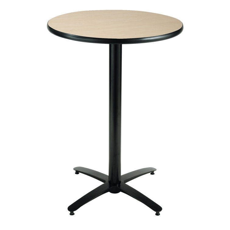 Natural Finish 30" Round Contemporary Dining Table with Steel Base