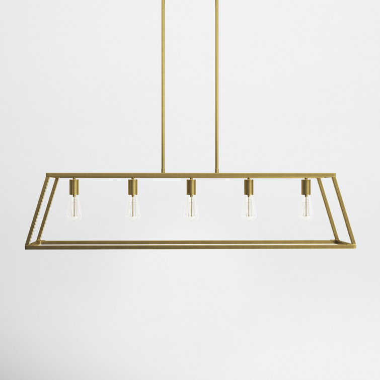 Denton Warm Brass Geometric 5-Light Linear Chandelier