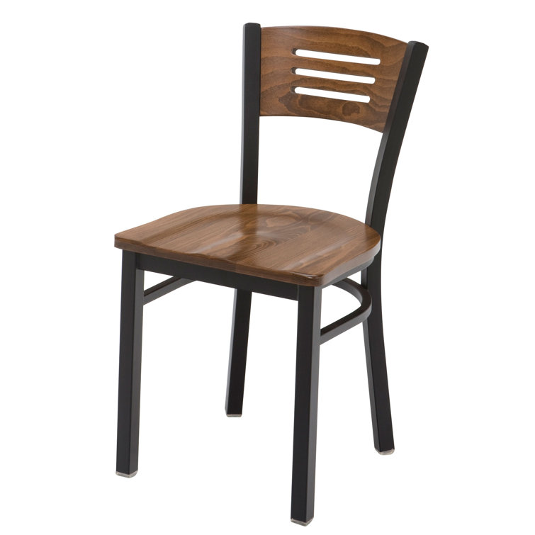 Walnut and Black Metal Ladderback Side Chair