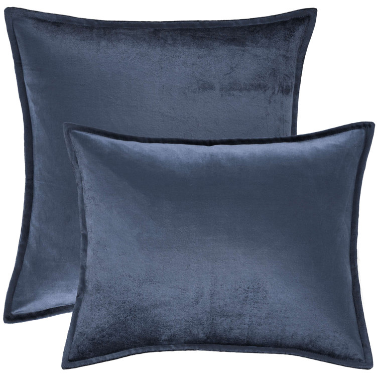 Blue Cotton Blend Rectangular Lumbar Pillow