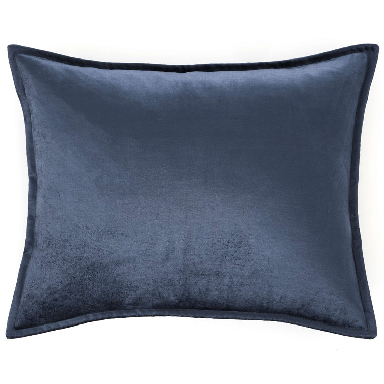 Blue Cotton Blend Rectangular Lumbar Pillow