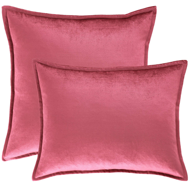 Pink Velvet and Cotton 16" Lumbar Decorative Pillow