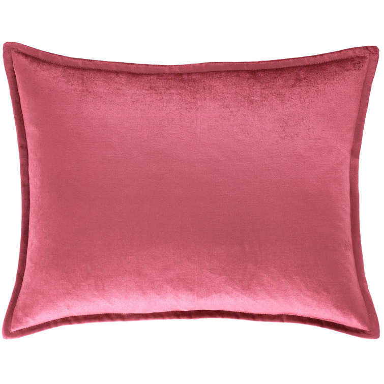 Pink Velvet and Cotton 16" Lumbar Decorative Pillow