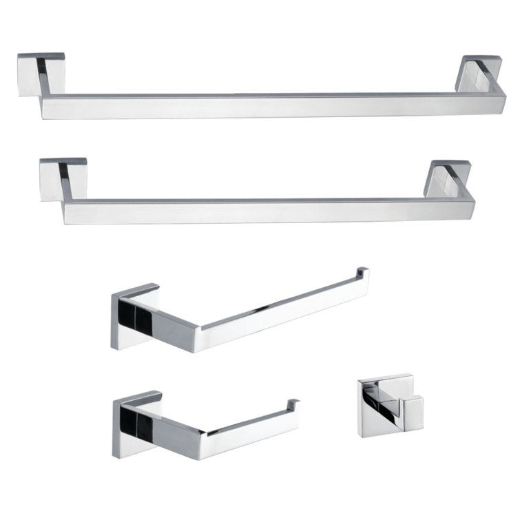 Markus Polished Chrome 5-Piece Modern Bathroom Hardware Set
