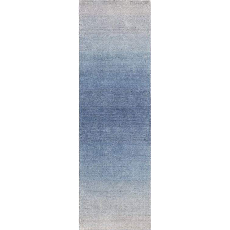 Handwoven Blue Wool Ombre 6' x 9' Area Rug